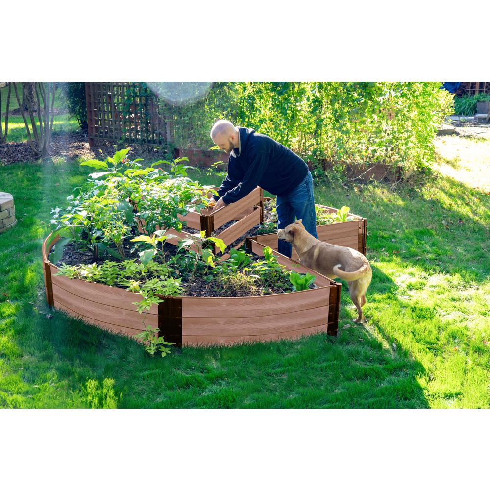 Frame It All Tool-Free Classic Sienna 9’ x 9’ x 16.5” Circle Keyhole Garden – 1” profile