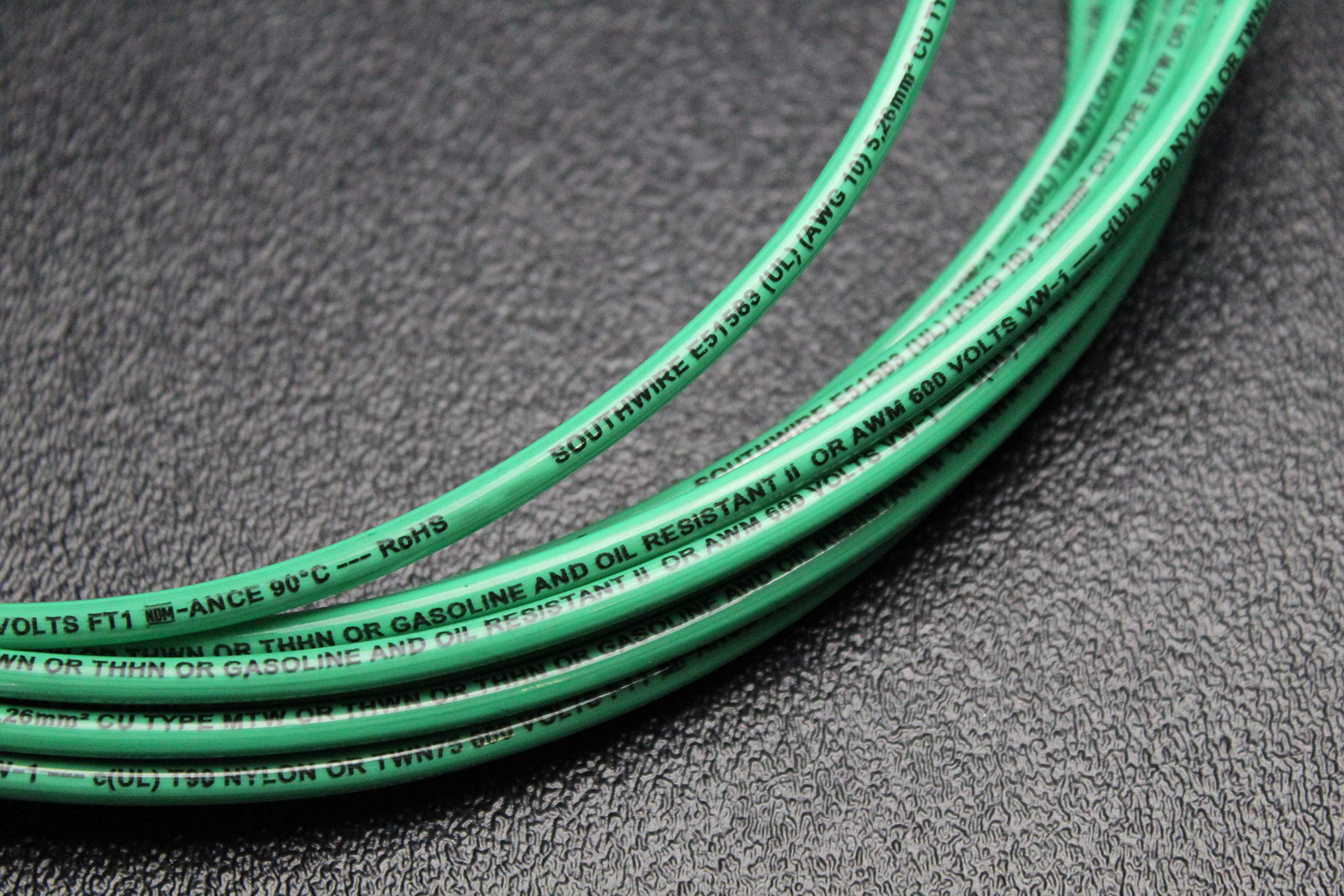 ENNIS ELECTRONICS 10 gauge thhn wire stranded green 10 ft thwn 600v building machine cable awg