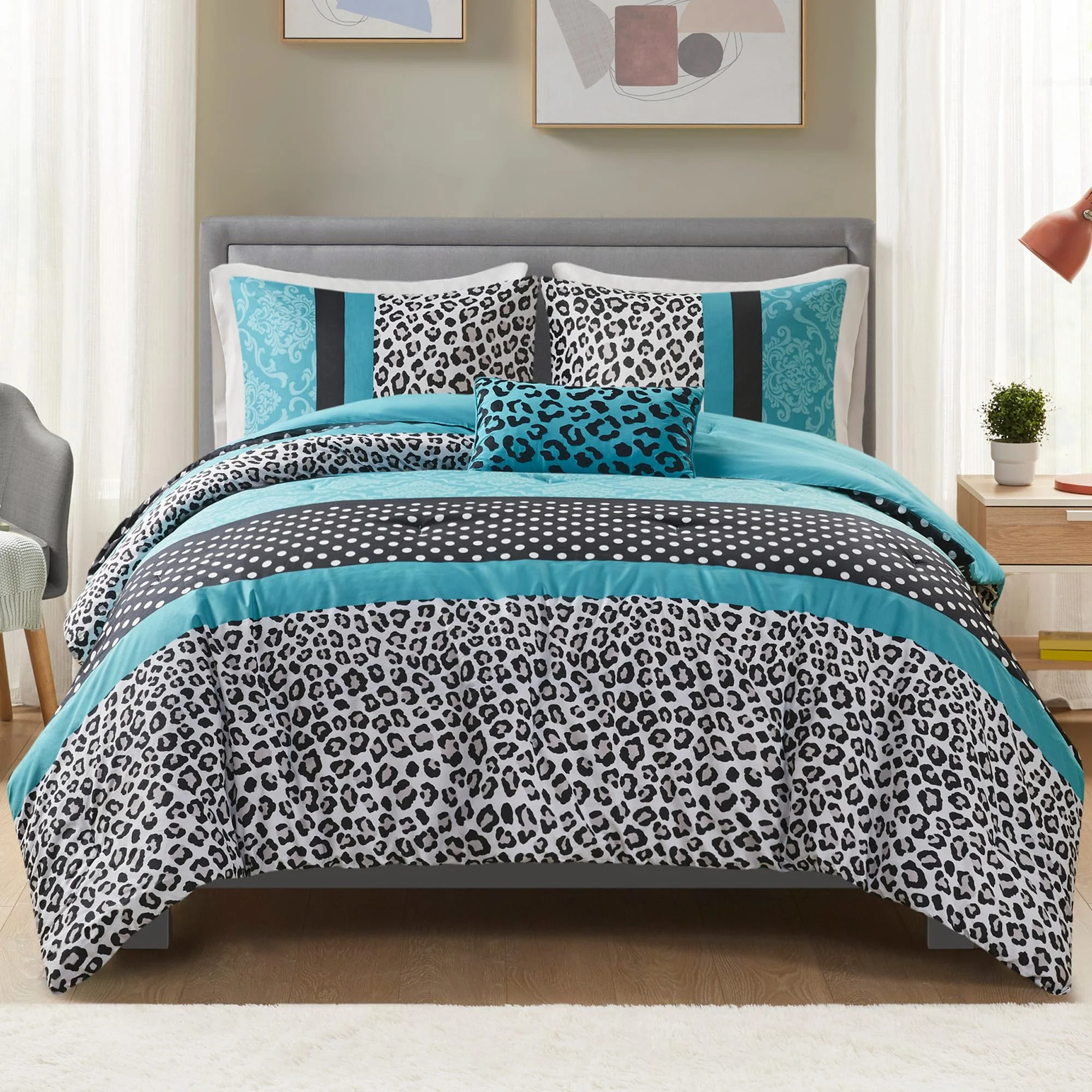 Mi Zone Comforter Set Fun Bedroom Décor - Modern All Season Polka Dot Print, Vibrant Color Cozy Bedding Layer, Matching Sham, De