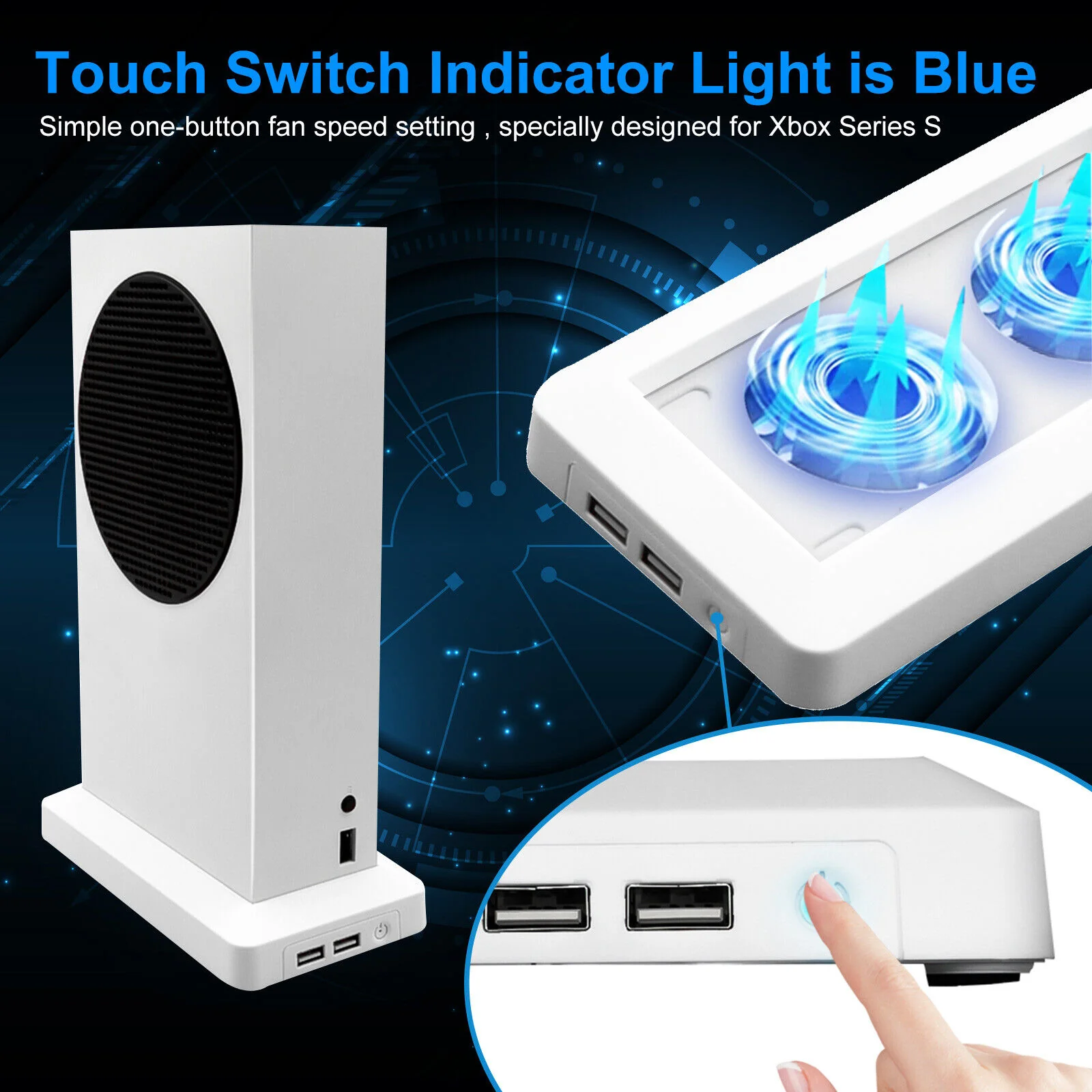 GCP Products Vertical Stand Cooling Fan Usb Cooler Accessories For Xbox Series S Game Console