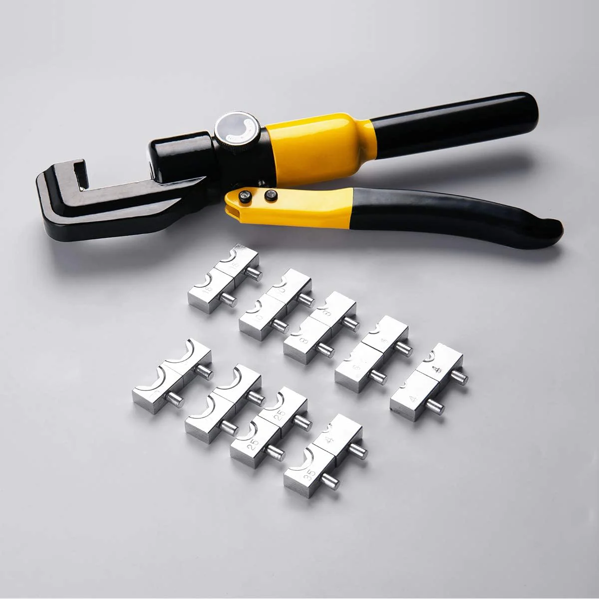 HYCLAT 10 Tons Hydraulic Wire Battery Cable Lug Terminal Crimper Crimping Tool With 9 Pairs of Dies