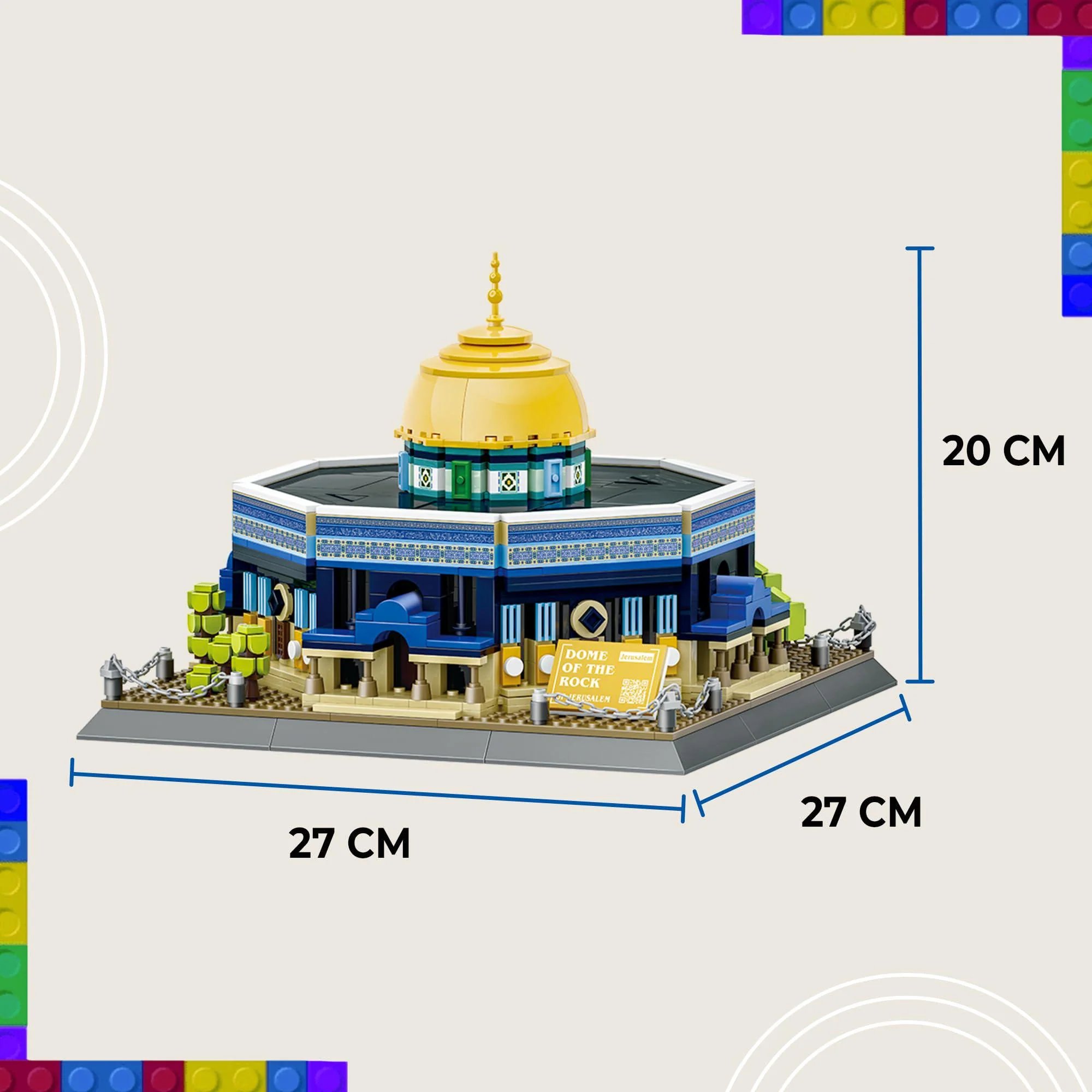 alif and friends dome of the rock building blocks set - 900+ pcs islamic toys for kids - aqsa muslim eid gifts for kids