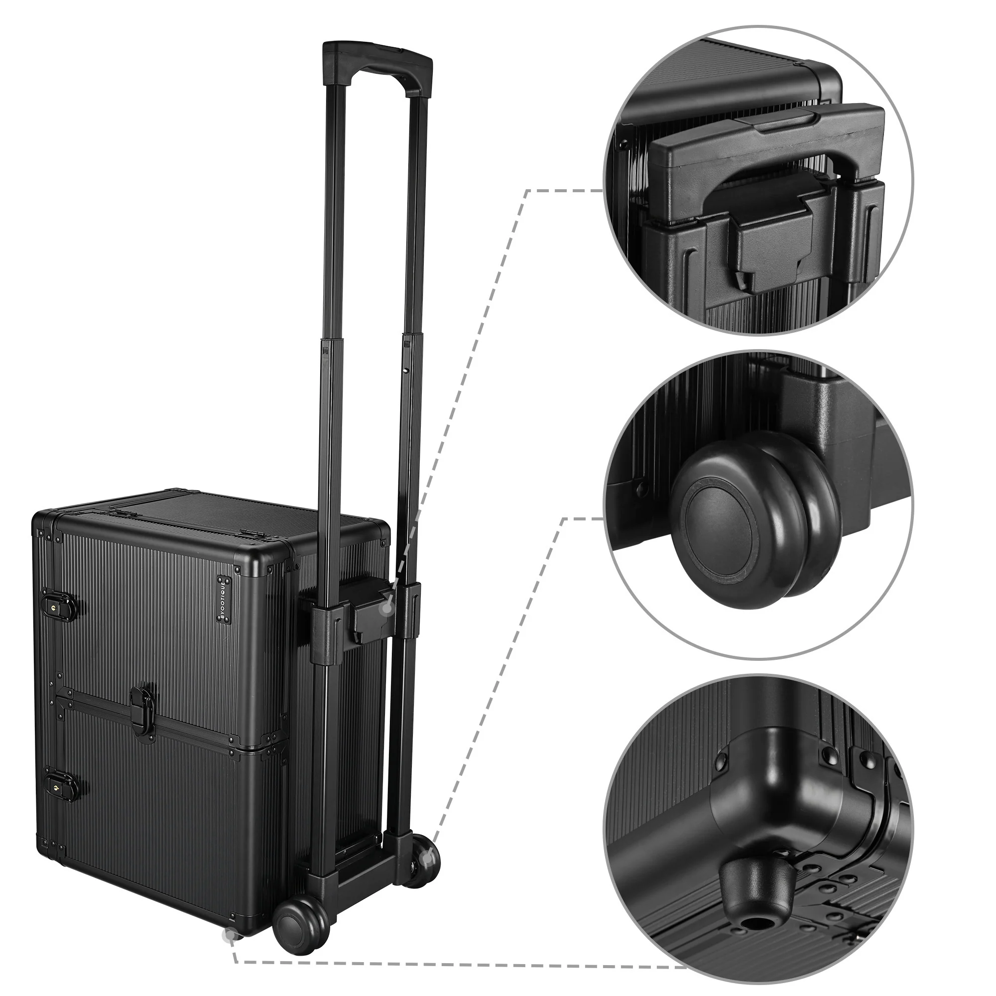 Byootique Professional Hair Stylist Rolling Tool Box Makeup Artist Train Case