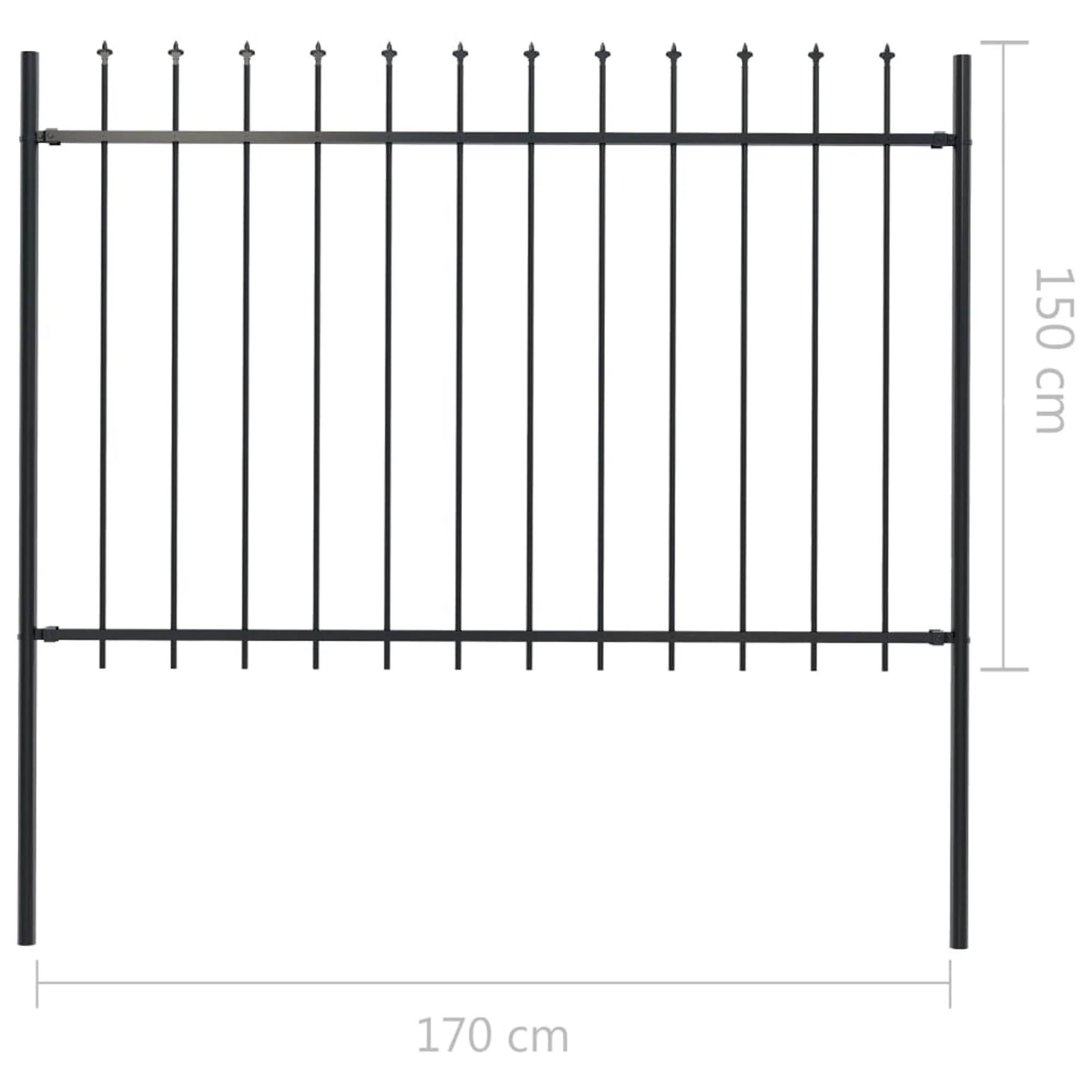 vidaXL Garden Fence with Spear Top Steel 66.9