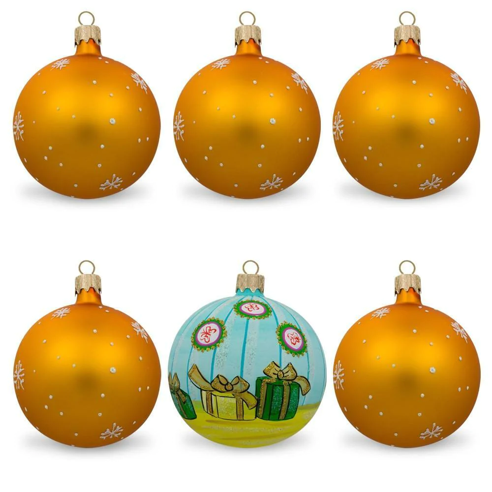 Great Choice Products Set Of 6 Santa With Gifts, Snowman, Nutcracker Glass Christmas Ornaments