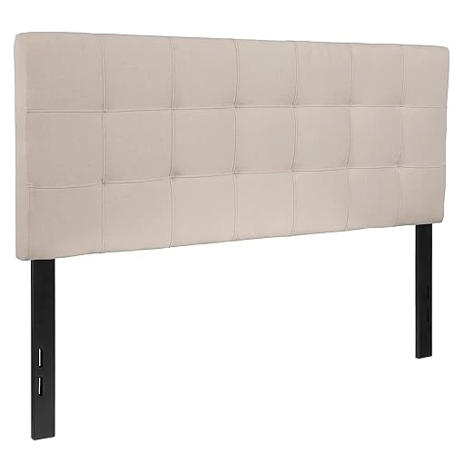 Flash Furniture Bedford Tufted Upholstered Full Size Headboard in Beige Fabric