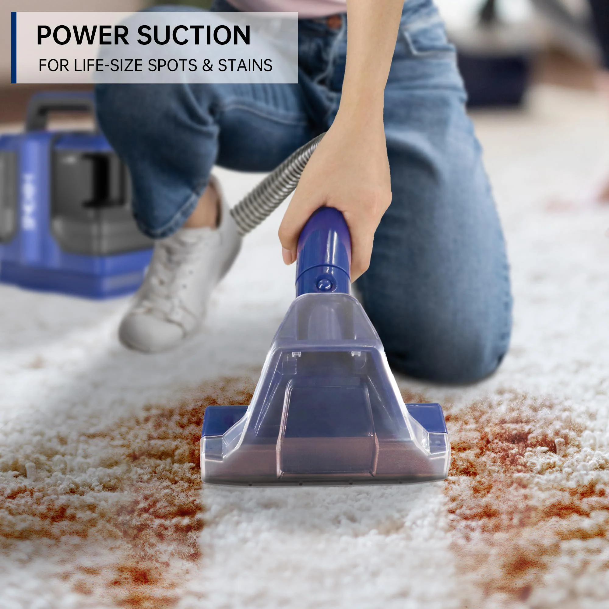 hikins portable carpet cleaner machine - upholstery cleaner stain remover deep cleaner with strong suction for pets, stairs,
