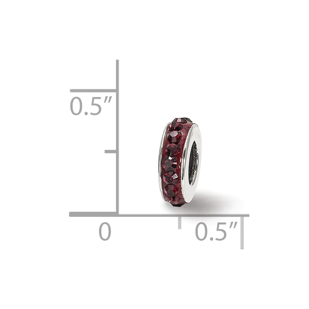 Black Bow Jewelry Company Sterling Silver with Red Raspberry Crystals June Single Row Bead Charm