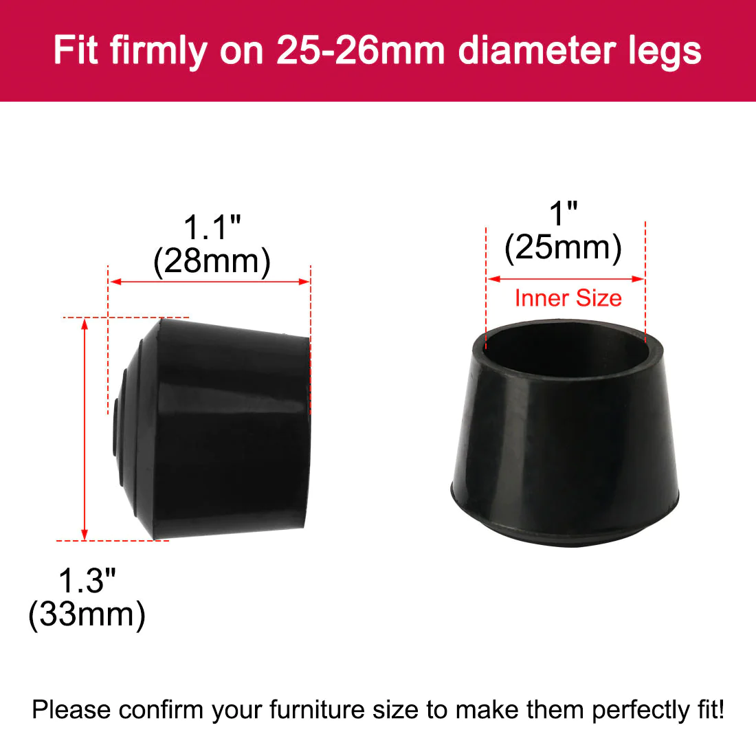 Unique Bargains Rubber Leg Cap Tip Cup Feet Cover 32mm 1 1/4