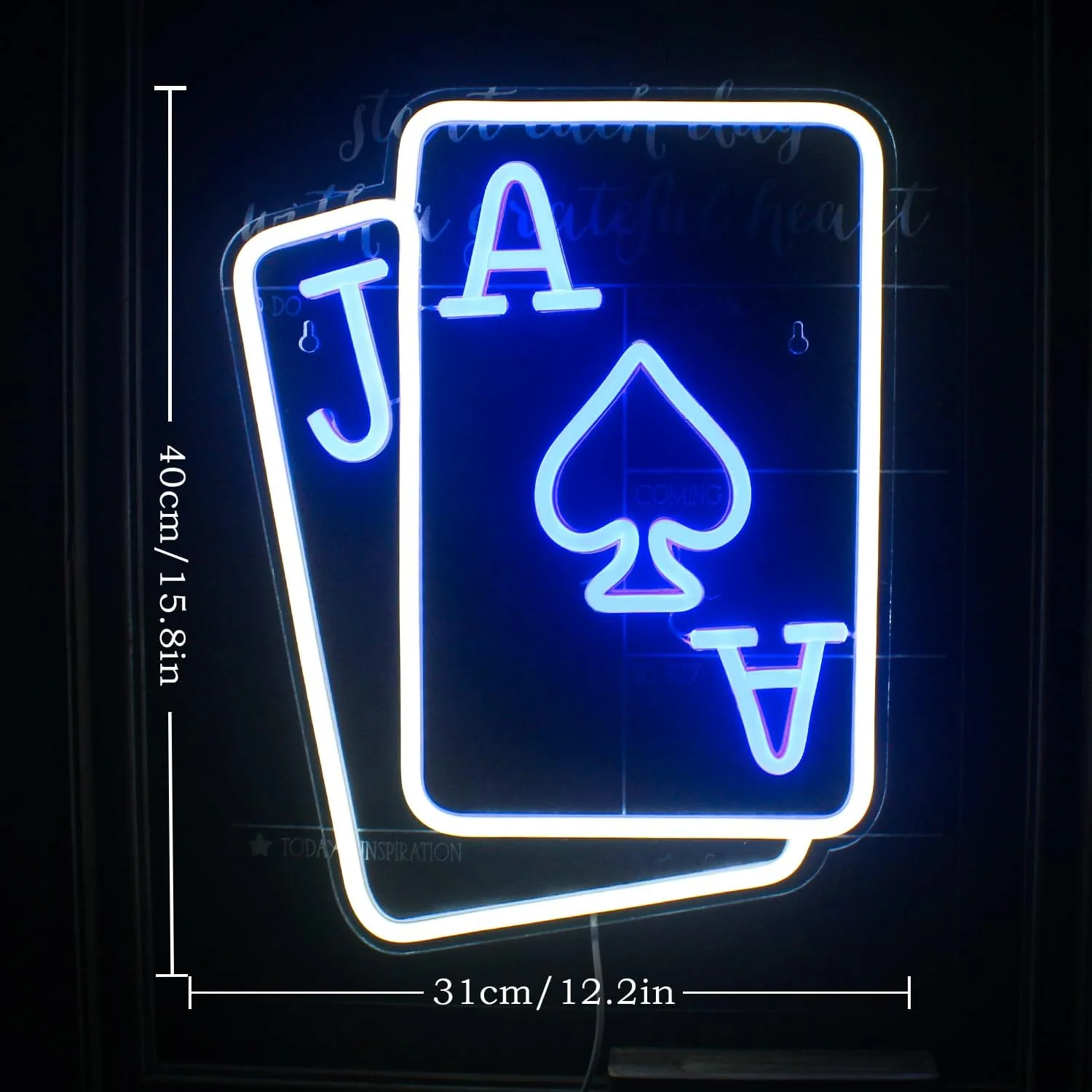 Gamerneon Playing Cards Neon Signs for Wall Decor Poker Teens Led Neon Light Blue White Usb Light Sign for Bedroom Casino Bar H