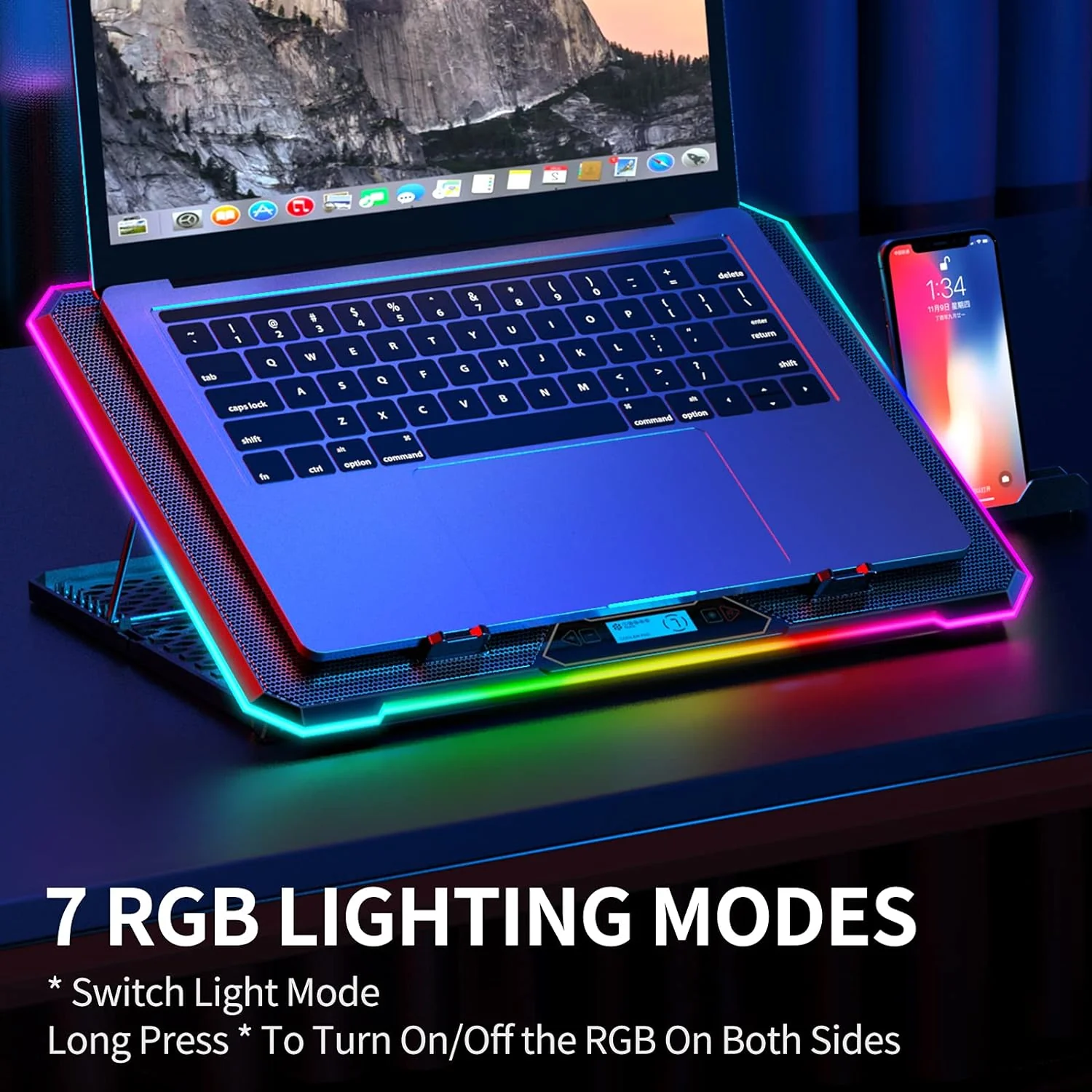GCP Products Rgb Laptop Cooling Pad Gaming Laptop Cooler, Laptop Fan Cooling Stand With 6 Quiet Cooling Fans For 15.6-17.3 Inch Laptops, 9…