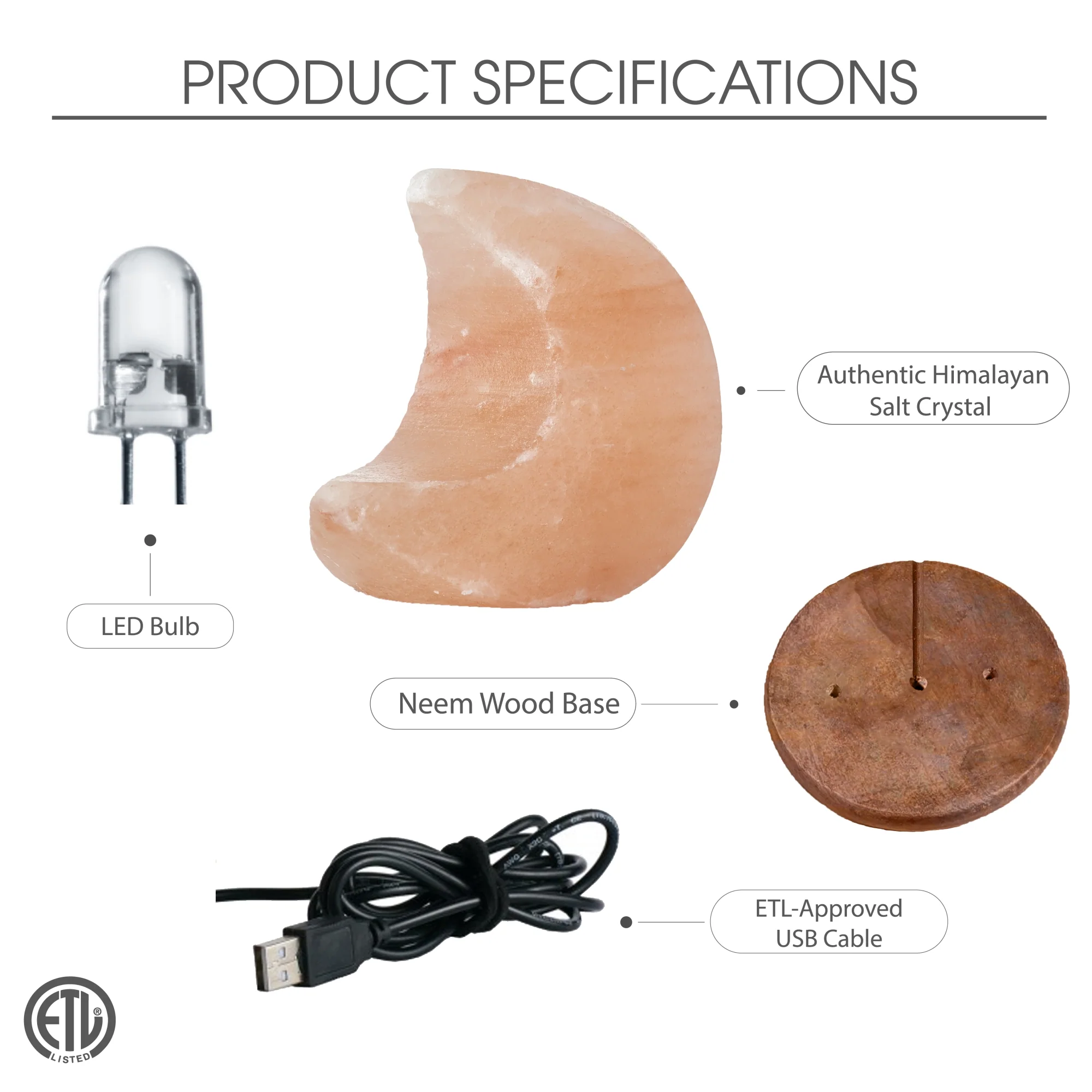 Loft Lyfe Shayan Moon Salt Lamp 8 Color Modes Authentic Himalayan Salt Crystal Natural Materials, Providing Health Benefits