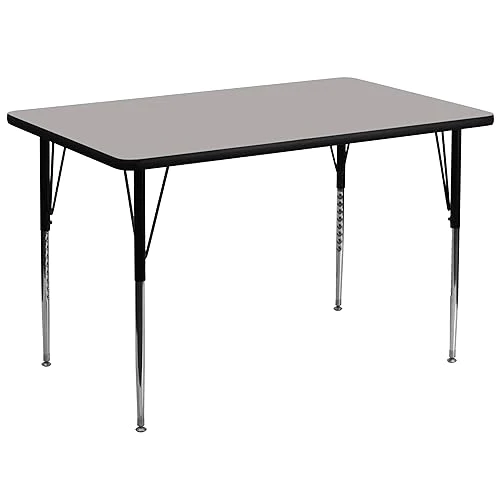 Flash Furniture Wren 36&s;&s;W x 72&s;&s;L Rectangular Grey HP Laminate Activity Table - Standard Height Adjustable Legs