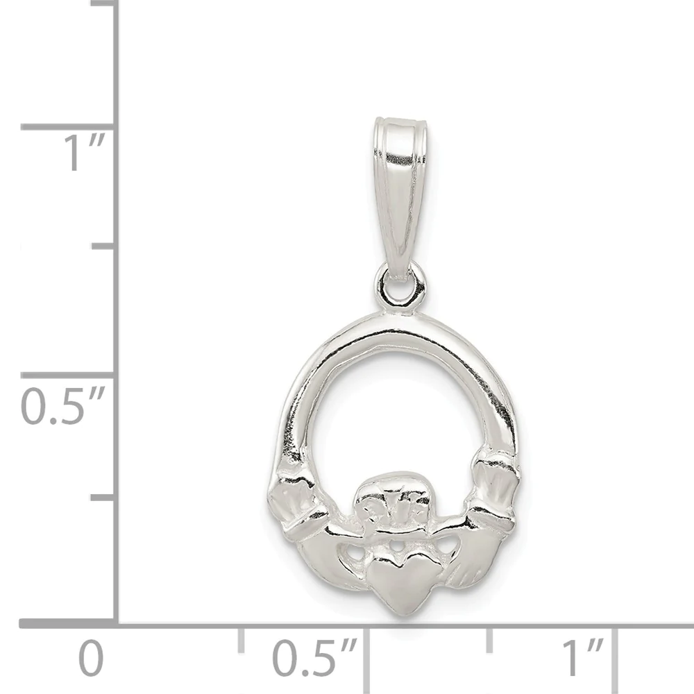 Jewelryweb Sterling Silver Claddagh Charm - Measures 26x15mm Wide