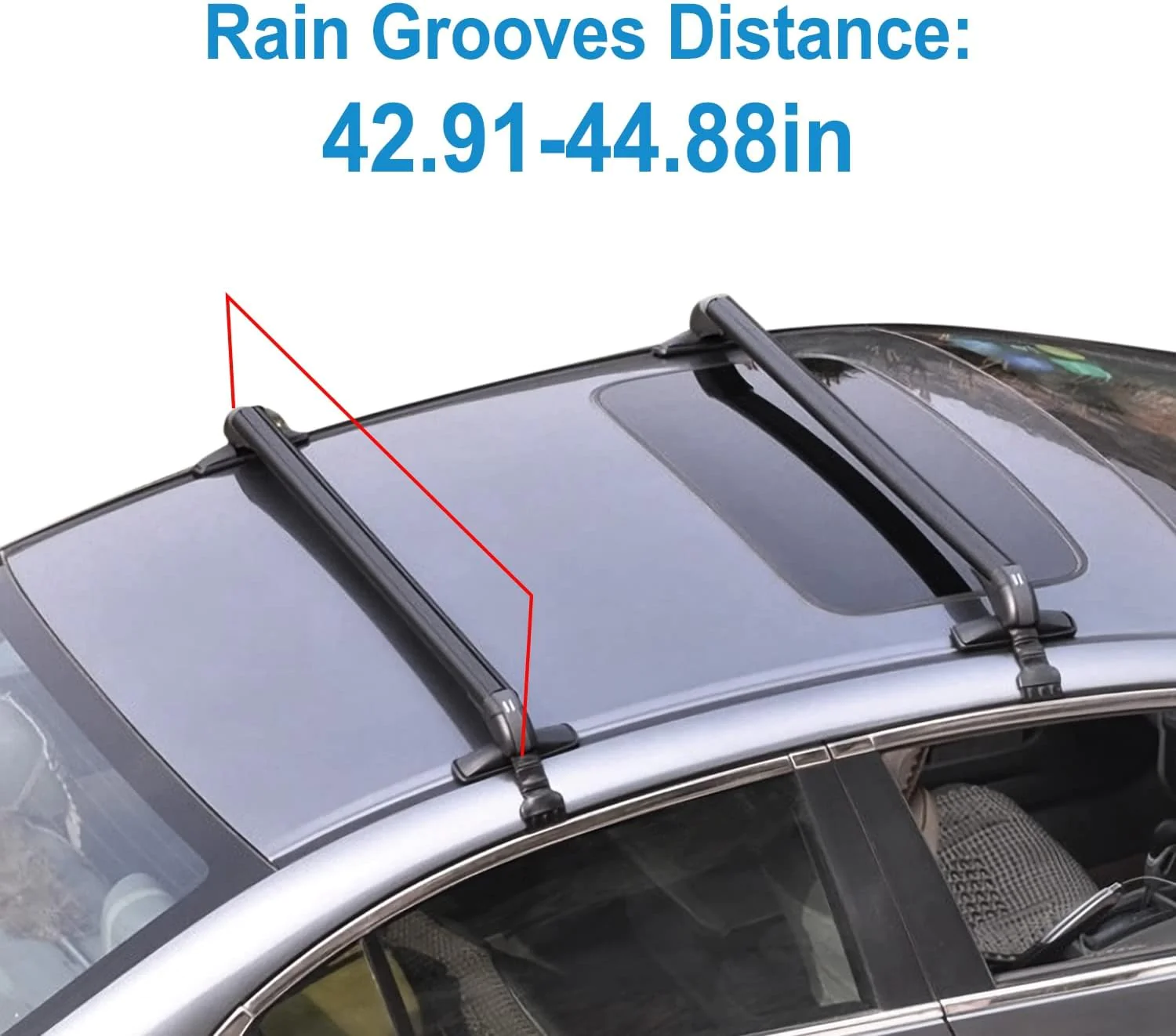 Moclever Car Roof Rack Cross Bar with Anti-Theft Lock Adjustable Window Frame for Bike Kayak Cargo Luggage, Distance Between The Rain Gu