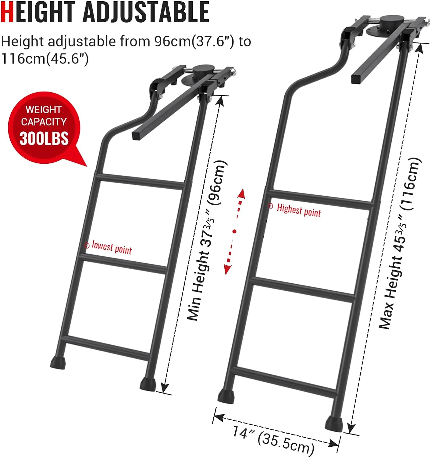 AA Products Inc. AA Product Tailgate Ladder Foldable Pickup Truck Tailgate Ladder Accessories with Handrail for Truck Easy Install Durable Steel