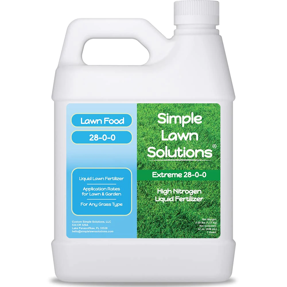 Simple Lawn Solution Maximum Green Growth- High Nitrogen 28-0-0 Npk- Lawn Food Quality Liquid Fertilizer- Spring Summer- Any Grass Type- Simple Lawn
