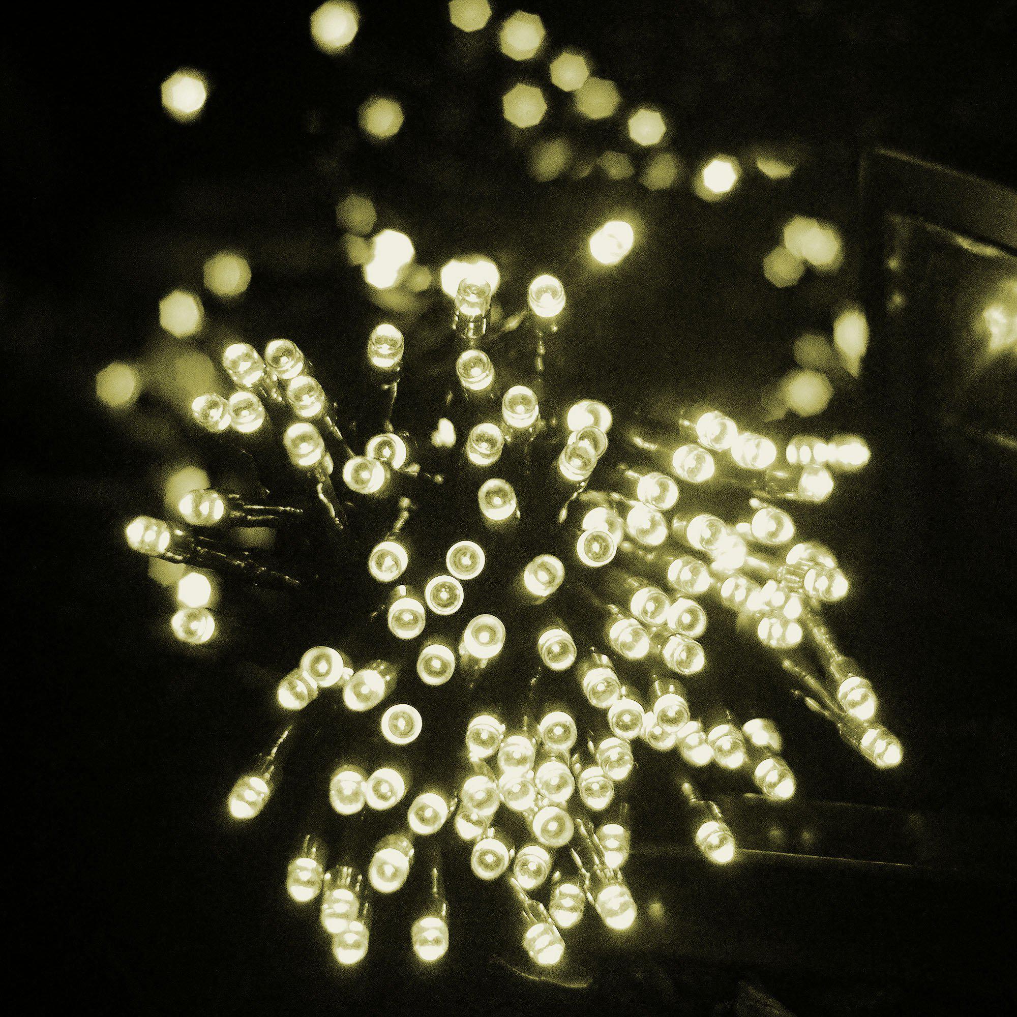 wyzworks led solar string lights - 11m (60 warm white led) - holiday christmas xmas tree wedding party garden waterproof ligh
