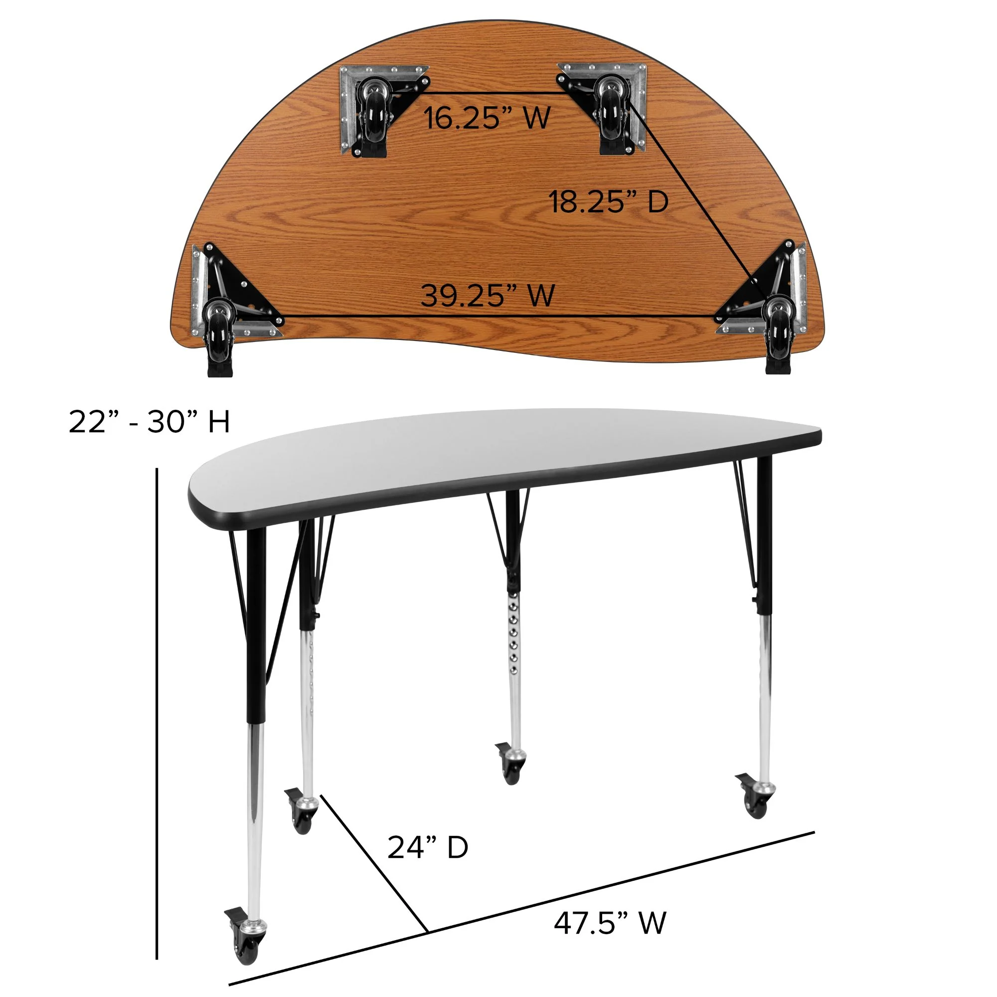 Flash Furniture 9-Piece Black and Gray Collaborative Activity Table Set with Locking Casters 76