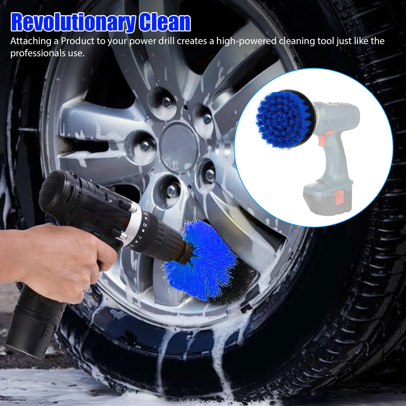GCP Products 10Pcs Drill Brush Set Power Brush Scrubber Cleaning Kit Car Carpet Grout Cleaner