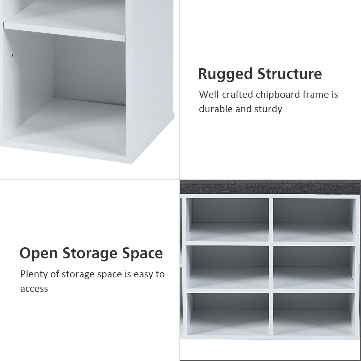 Great Choice Products Modern Shoe Storage Stool Rack Shelf Bench Sofa Organizer Seat Hallway White