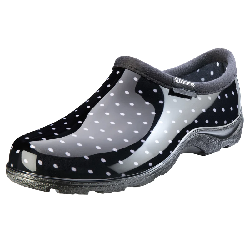 Sloggers Women&s;s Garden/Rain Shoes 6 US Black Polka Dot