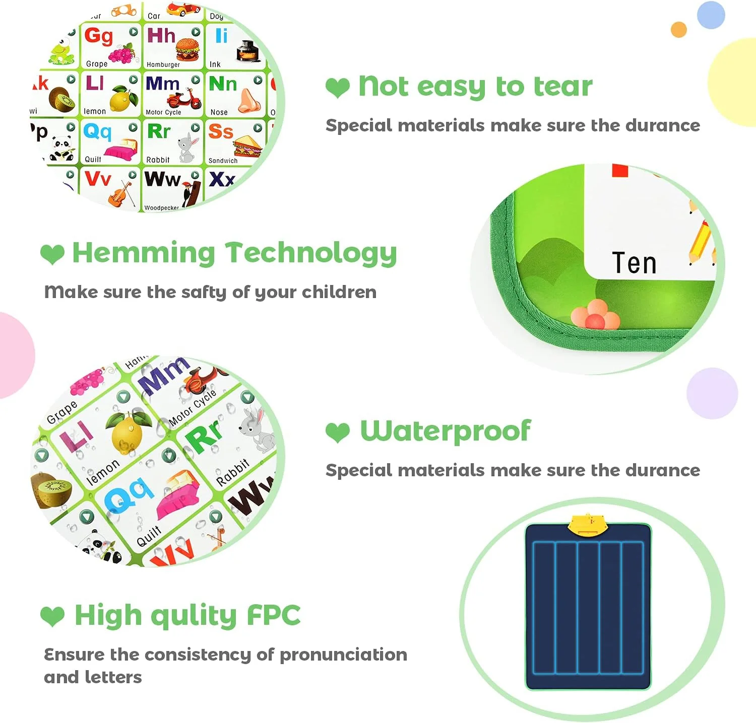 Dolanus Toddler Electronics Interactive Alphabet Wall Chart, Preschool Toys for Daycare Kids, Kindergarten