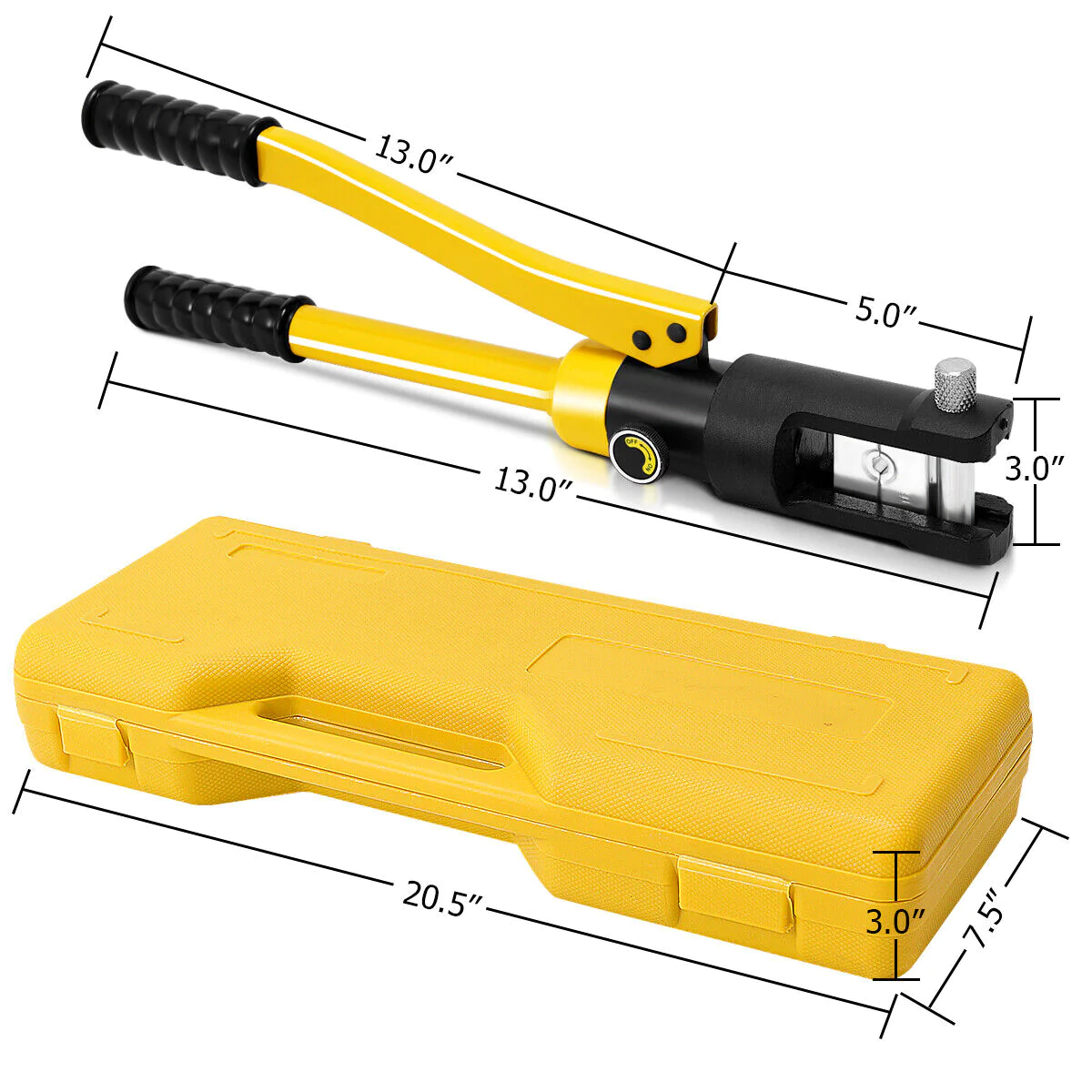 Great Choice Products Hydraulic Wire Terminal Crimper 16 Ton Battery Cable Lug Crimping Tool Utility