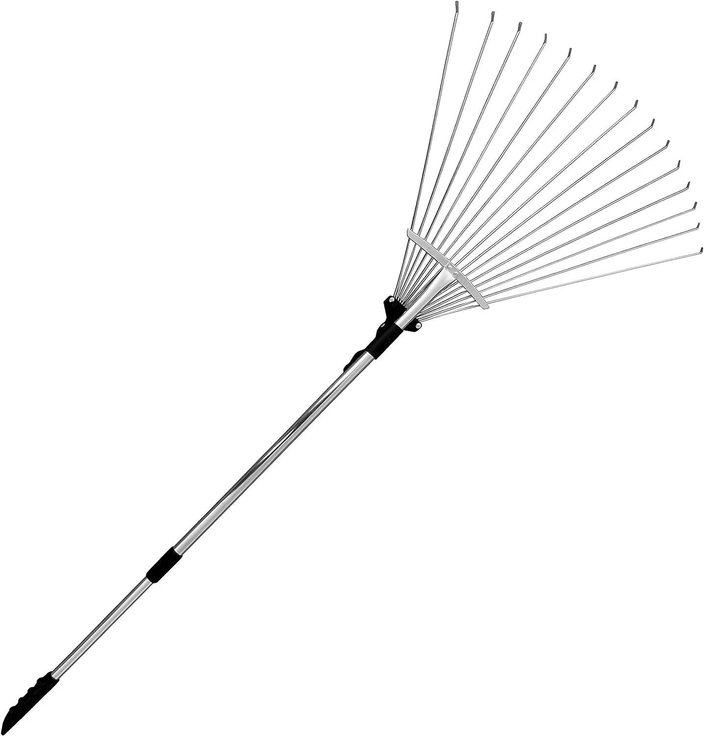 Tabor Tools J16A Telescopic Metal Rake, 63 Inch Adjustable Folding Leaves Rake for Quick Clean Up of Lawn and Yard, Garden Leaf Rake, Expan