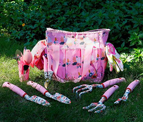 Yanzi garden tools set,heavy duty gardening tools for gardener,gardening gifts for women,with storage tote bag,sleeves,gloves,trowe