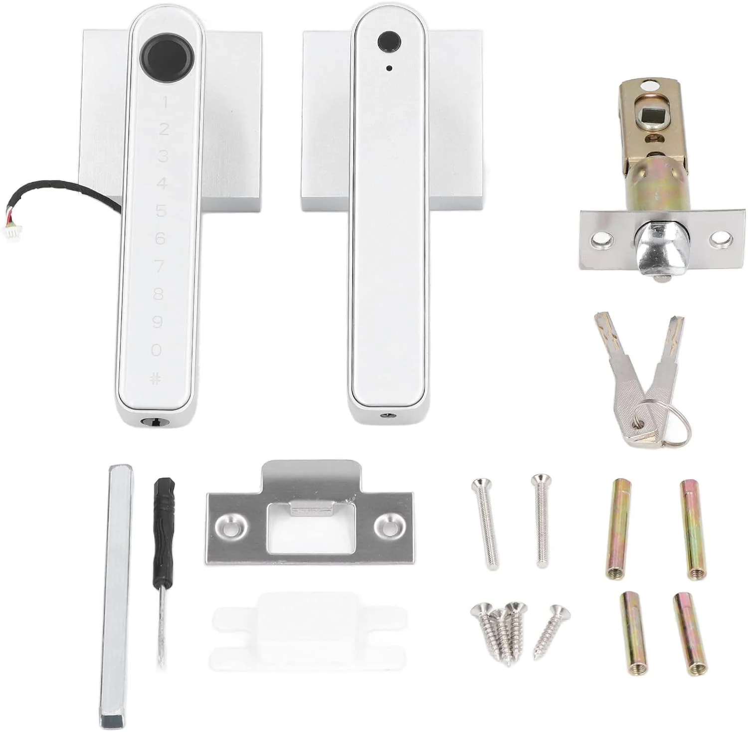 Hilitand Fingerprint Door Lock Square Lock Semiconductor Technology One Step Access Smart Fingerprint Lock with APP(Silver)