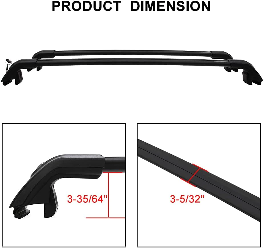 Snailfly Lockable Roof Rack Cross Bars 2019-2023 KIA Telluride LX EX S SX SX-P Black Rooftop Crossbars Cargo Accessories