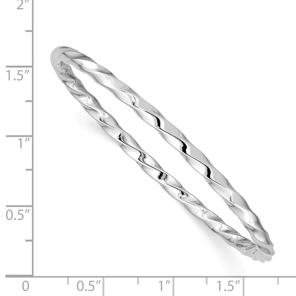 Jewelryweb 3mm Sterling Silver Just Like Mommy Pol. Twisted Slip-on Childs Bangle Bracelet