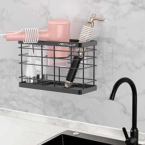 Vecallo hair tool organizer, metal wire bathroom wall mount hair care styling tool organizer storage basket for hair dryer, flat iron