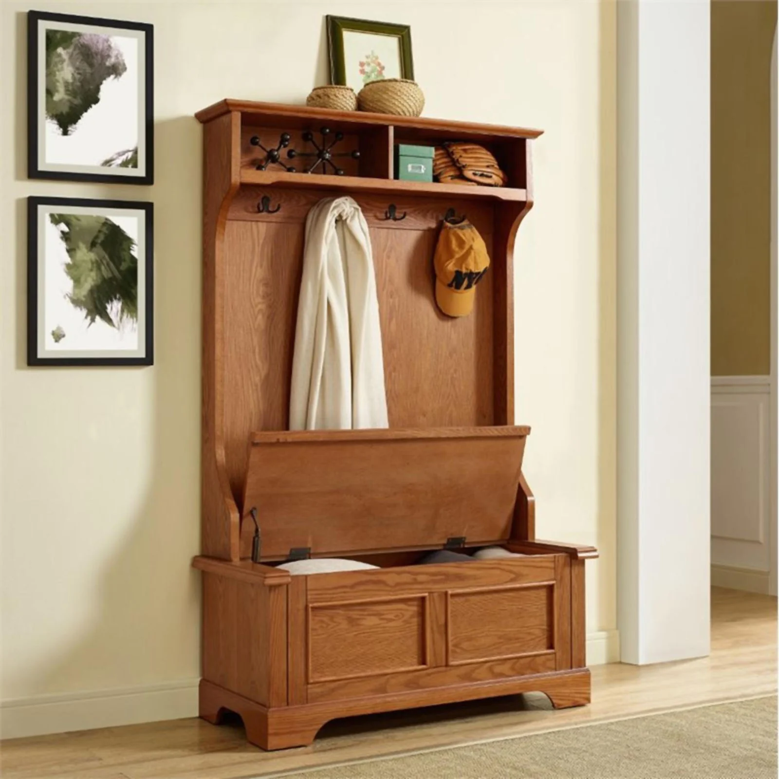 Crosley Furniture Campbell Hall Tree Storage Bench - Oak