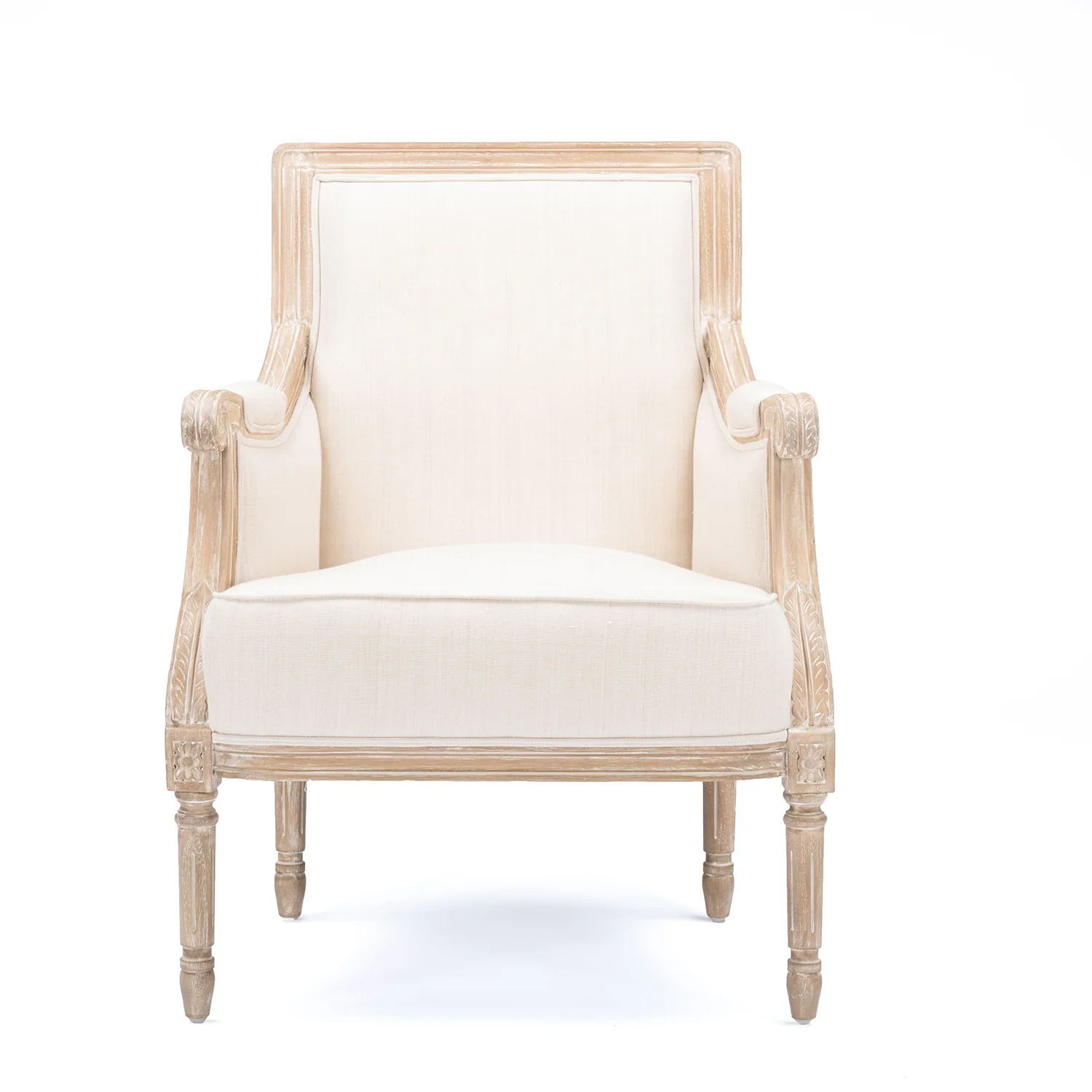 Baxton Studio Chavanon Wood &a;  Light Beige Linen Traditional French Accent Chair