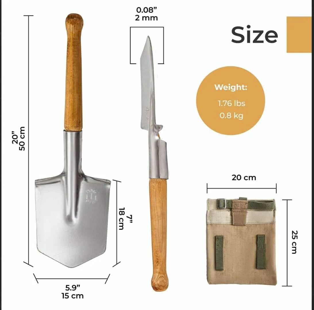 KIBS group WWII Army Shovel Stainless Steel Cold Rolled Sapper Shovel Special Forces Shovel - Spetsnaz Special Forces Trench Shovel - WW2