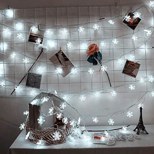 KAILEDI christmas lights, 40 led snowflake string fairy lights for home, party, christmas, wedding, garden, xmas garden patio bedroom