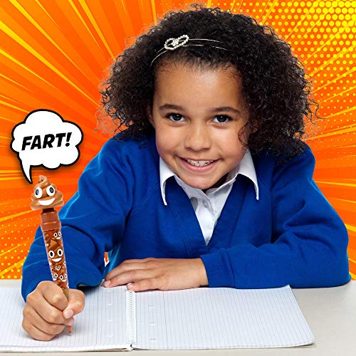 Our Friendly Forest Farting Poop Emoji Pen - Makes 7 Funny Fart Sounds - Cute Smiling Poop Face Emoticon Ballpoint Pens - Talking Joke Toy for Teen