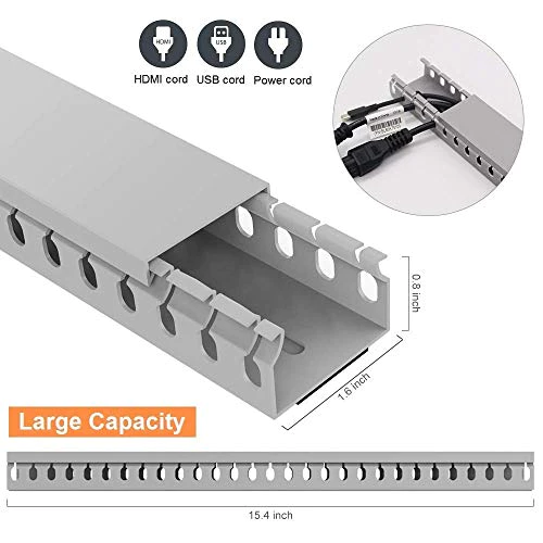 Alritz Cable Raceway Kit, 138 inch Open Slot Wiring Raceway Duct with Cover Cable Management System to Hide Under Desk/TV/Computer/Powe