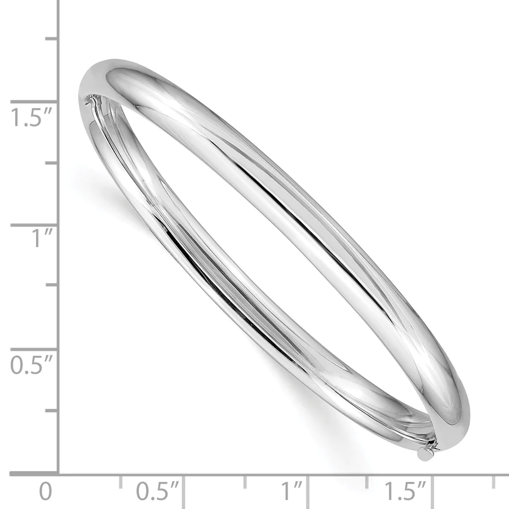 Jewelryweb 14k 3/16 White Gold Hinged Baby Bangle Bracelet - Measures 5mm Wide