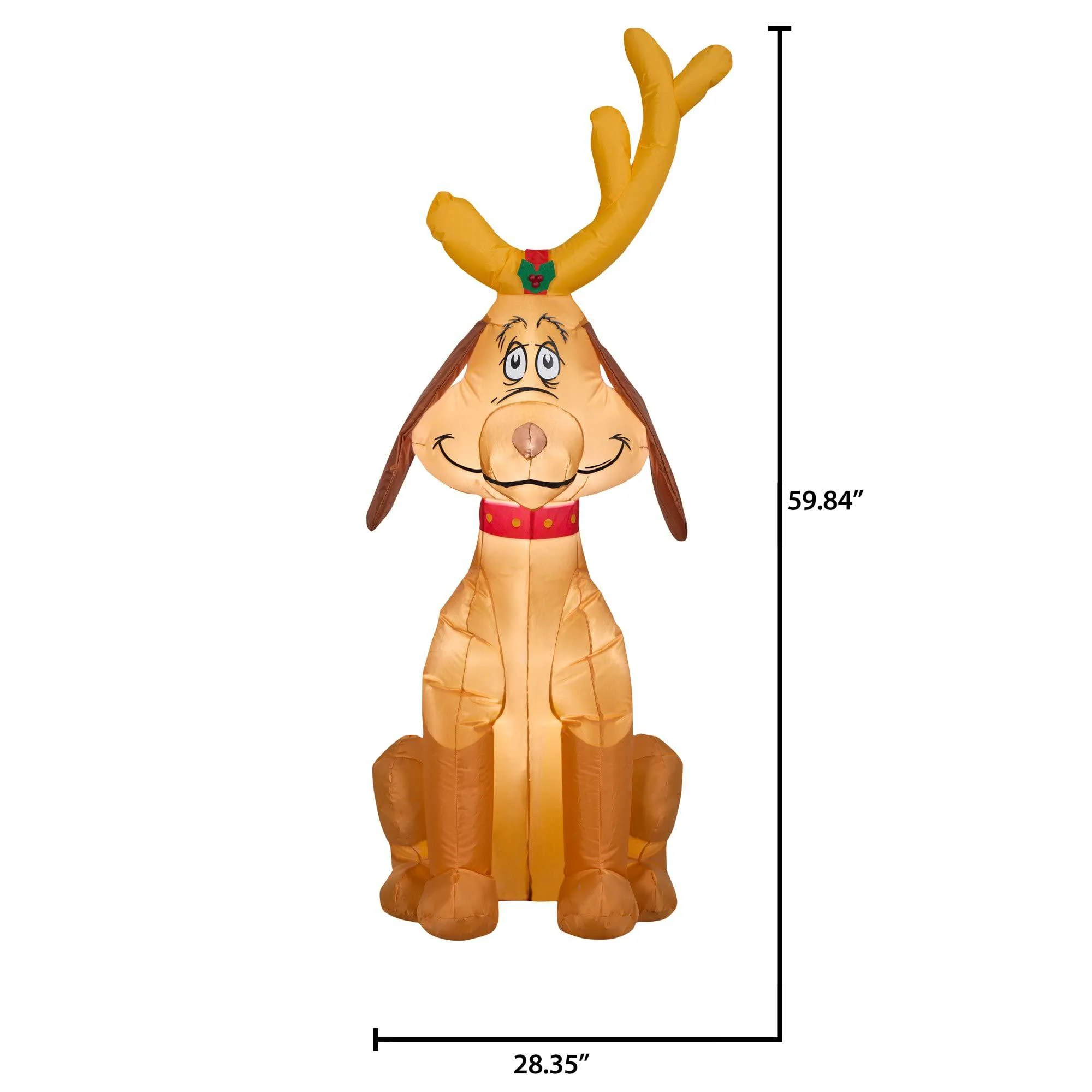 holiday accents gemmy 5&s; tall inflatable max the dog wearing his reindeer antler indoor/outdoor decoration, multi (85621)