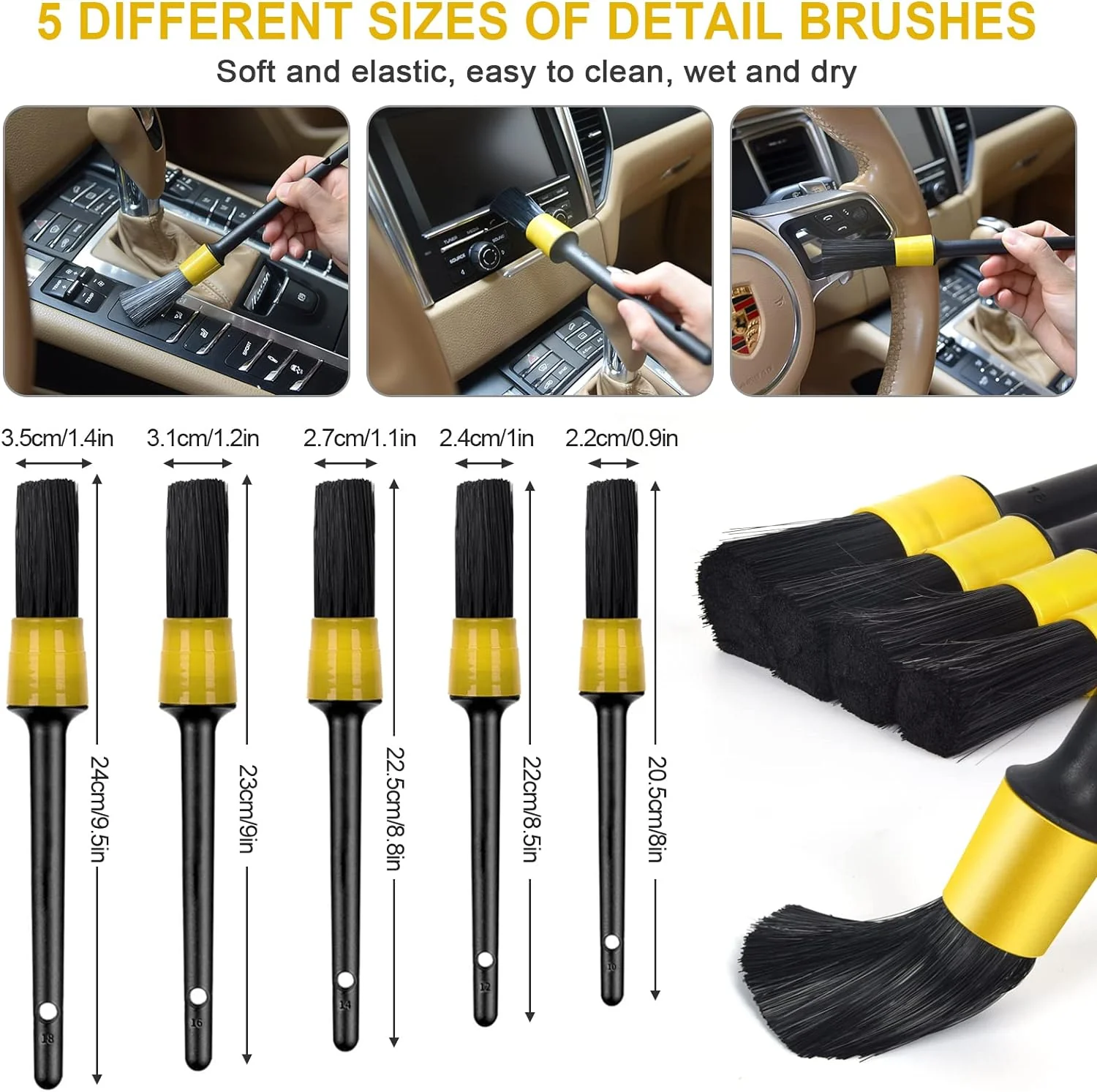 Herrfilk 20 Pcs Car Cleaning Tools Kit, Car Detailing Kit, Car Detailing Brush Set with Carry Bag, Auto Drill Brush Set Pro Car Wash Kit