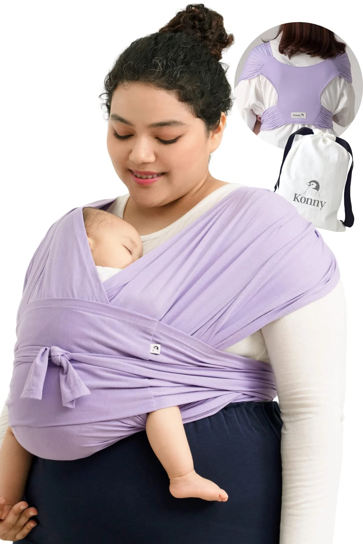 Konny Baby carrier - custom Fit carrier, Hassle-Free, Easy to Wear Infant Sling Wrap, Perfect for Newborn Babies up to 4