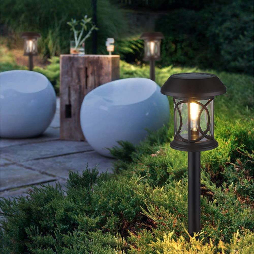 KEWEN Solar Pathway Lights Outdoor, Waterproof Tungsten Lamp Solar Garden Light, Warm White High Lumen Automatic Lighting for Patio L