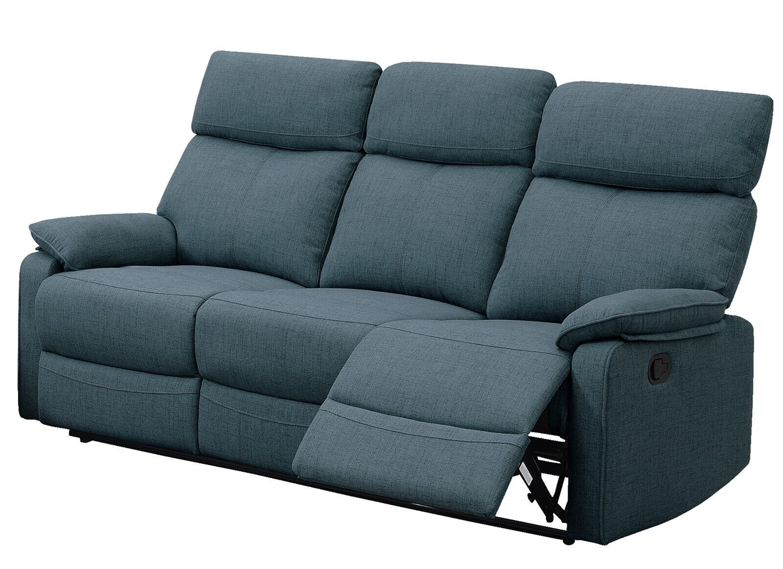 Esofastore Recliner Motion Sofa 1pc Couch Dark Blue Burlap Fabric High Back Maual Motion Reclining Sofa Living Room Furniture