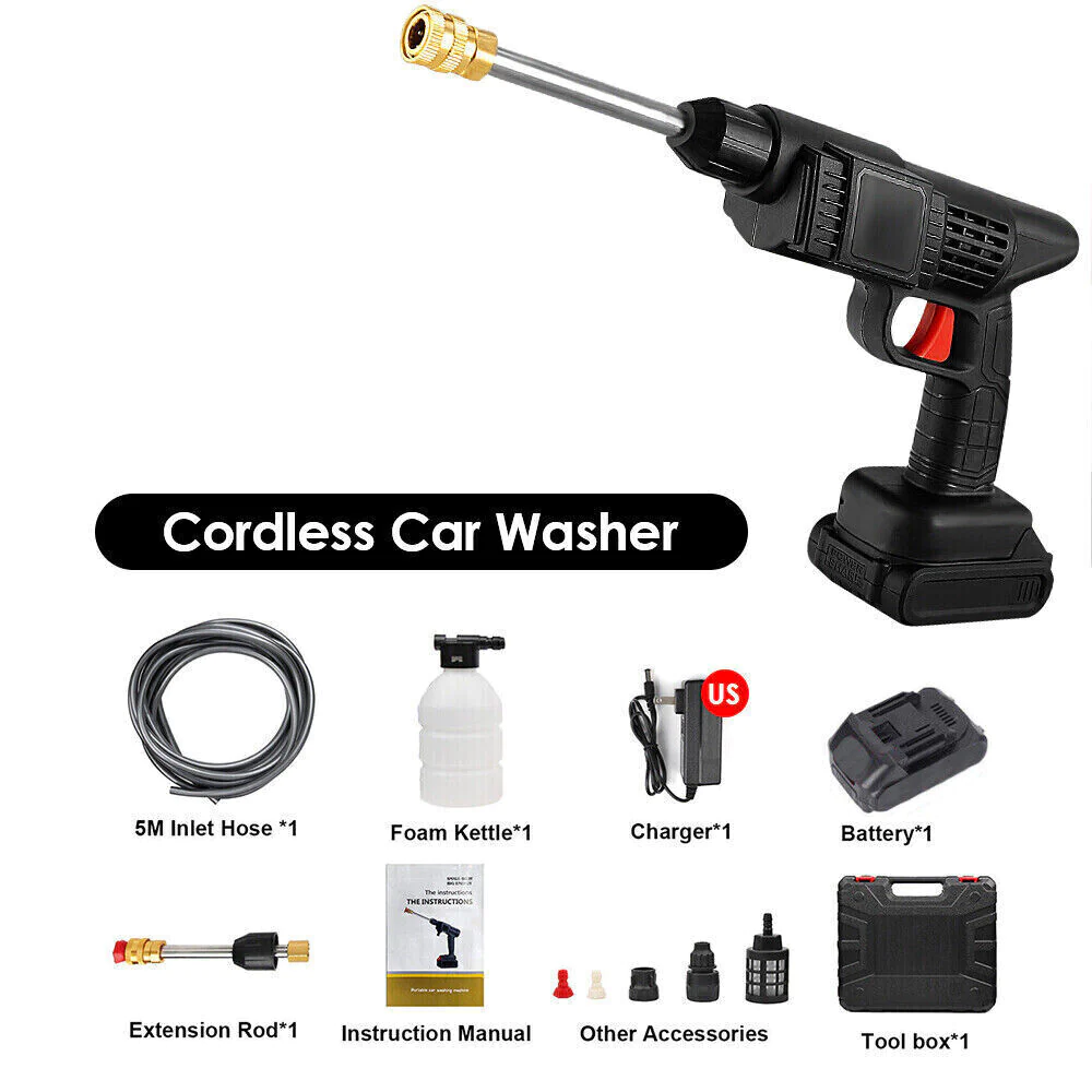 Great Choice Products Cordless Portable Electric High Pressure Water Spray Gun Car Washer Cleaner Tool