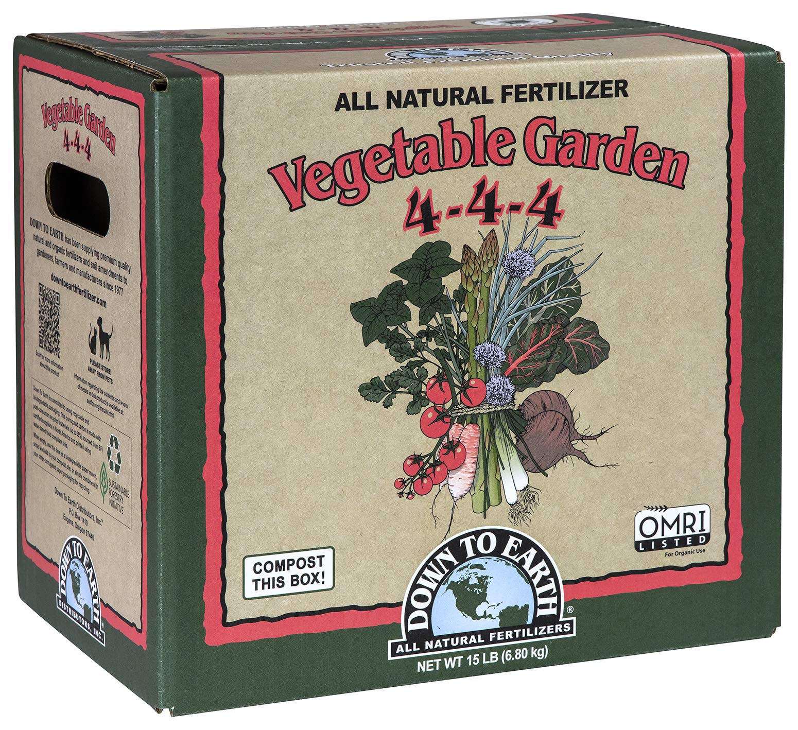 Down To Earth All Natural Fertilizers Down to Earth Organic Vegetable Garden Fertilizer 4-4-4, 15 lb