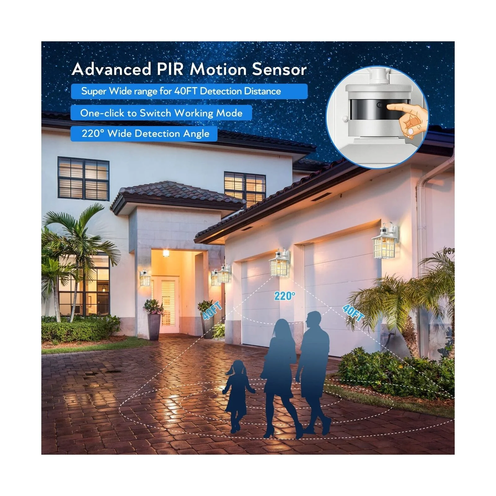 Great Choice Products White Motion Sensor Outdoor Wall Lantern, 2-Pack Dusk To Dawn Exterior...
