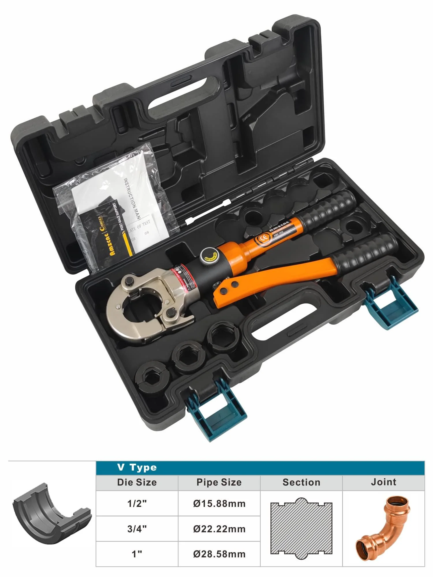 amzcnc copper tube fittings pipe crimping tool with 1/2